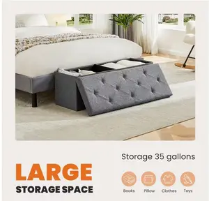 DAYStorage Ottoman Bench, FoldingOttoman Stool, Ottoman with Storage, StorageChest, End Of Bed Bench, Padded Seat, StorageBench