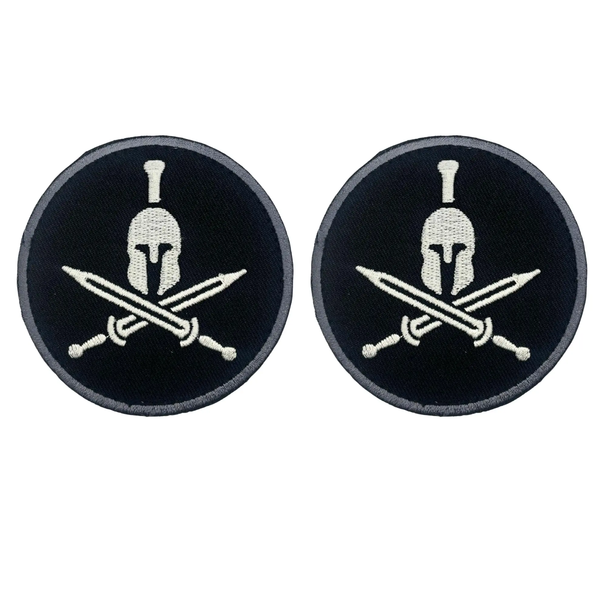 2PC Black Gray Come Take it Spartan 3 Inch Hook Fastener Patch for Uniforms, Clothing, Costumes, and More