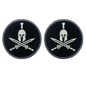 2PC Black Gray Come Take it Spartan 3 Inch Hook Fastener Patch for Uniforms, Clothing, Costumes, and More