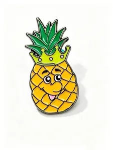 Funny Pineapple Character Enamel Brooch for Fruit Lovers