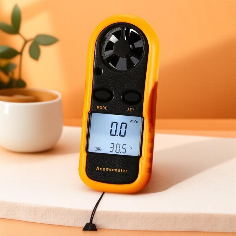 High-Precision Digital Anemometer Thermometer: Portable, Drop-Proof & Waterproof with LCD Backlight – Quickly Measure 0-30m/s Wind Speed & -10°C~45°C Temp, Professional Tool for Indoor/Outdoor Use