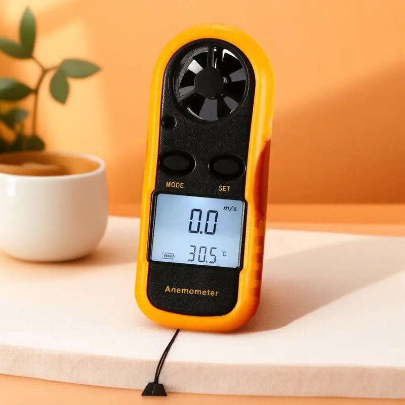 High-Precision Digital Anemometer Thermometer: Portable, Drop-Proof & Waterproof with LCD Backlight – Quickly Measure 0-30m/s Wind Speed & -10°C~45°C Temp, Professional Tool for Indoor/Outdoor Use