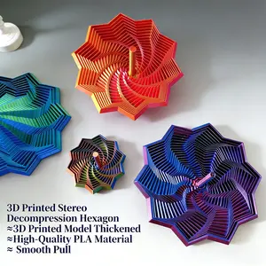 3D Printed Star Fidget Toy with Handle for Dual Sensory Experience Sight and Sound Hypnotizing Visual Stress Relief Fidgeting Accessory Relaxation Stick，Easter gifts