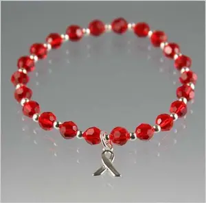 Lymphoma Cancer Awareness Bracelet - Red Crystal