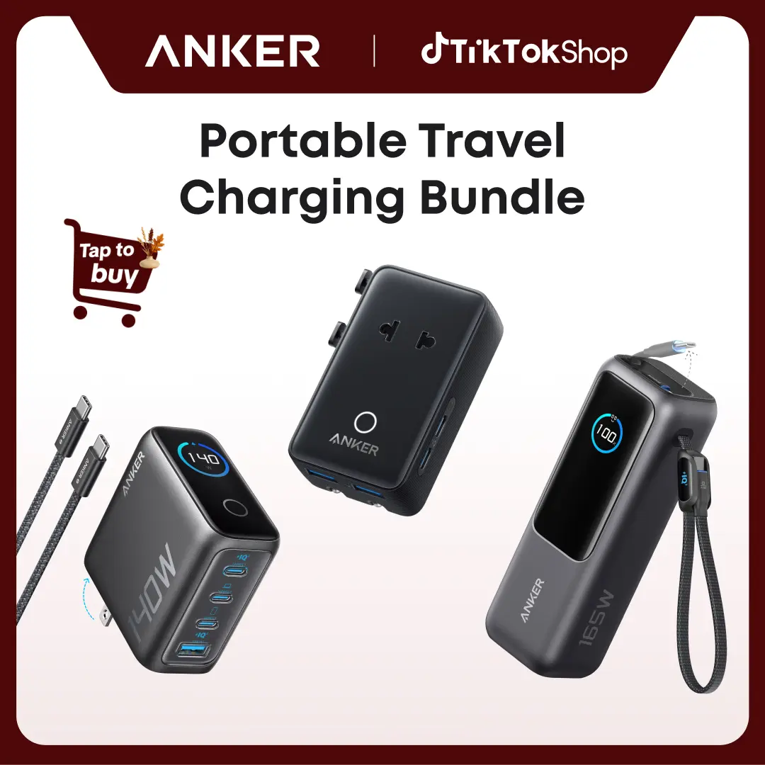 Anker Portable Laptop Power Bank with Built-In Cables, 25000mAh High-Capacity Durable Battery - 5-in-1 Ultra-Compact Global Charging Accessory with Nano Adapter, 140W GaN 4-Port Mobile Charger with Intuitive Touch Controls for Smartphones, USB Devices