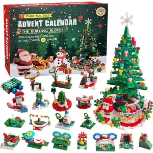 Christmas Tree Advent Calendar Building Set with LED Light 24 Days of Surprises Christmas Countdown Advent Calendar