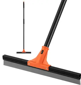 Heavy Duty Floor Squeegee with Rubber Blade and Extendable Aluminum Handle, Lightweight Multipurpose Floor Cleaning Tool for Garage, Tile Deck