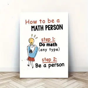 Room Decoration 1 Piece Motivational Math Canvas Wall Art, Wooden Frame "How to Become a Math Expert" Print, Suitable for Home, Office, Bachelorette Party Gift, Size 11.8x 15.7inch
