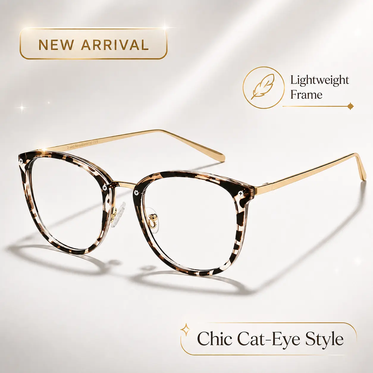 Blue Light Glasses, HD Clear-Tint Non-Prescription PC Lenses, Full Rim Metal-TR90 Cat Eye-Square Frames, Lightweight Unisex Sports Eyewear for Office-Gaming, Accessories for Women, Glasses for Women