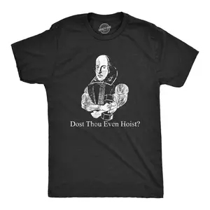 Mens Dost Thou Even Hoist T shirt Funny Shakespeare Workout Top Gym Trainer Tee Mens Funny T Shirts Cool Vintage Fashion T-Shirt Gift Classic Menswear Funny Fitness Short Sleeve Novelty Tees for Guys Black