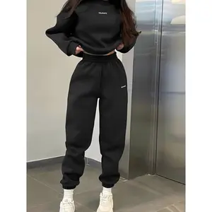 Elegant Women's Lavender Outdoor Sports & Casual Tracksuit - Cozy Polyester-Spandex Blend Hoodie with CUOI Design & Jogger Pants Set, Machine Washable for Hiking & Casual Attire Clothing Fabric