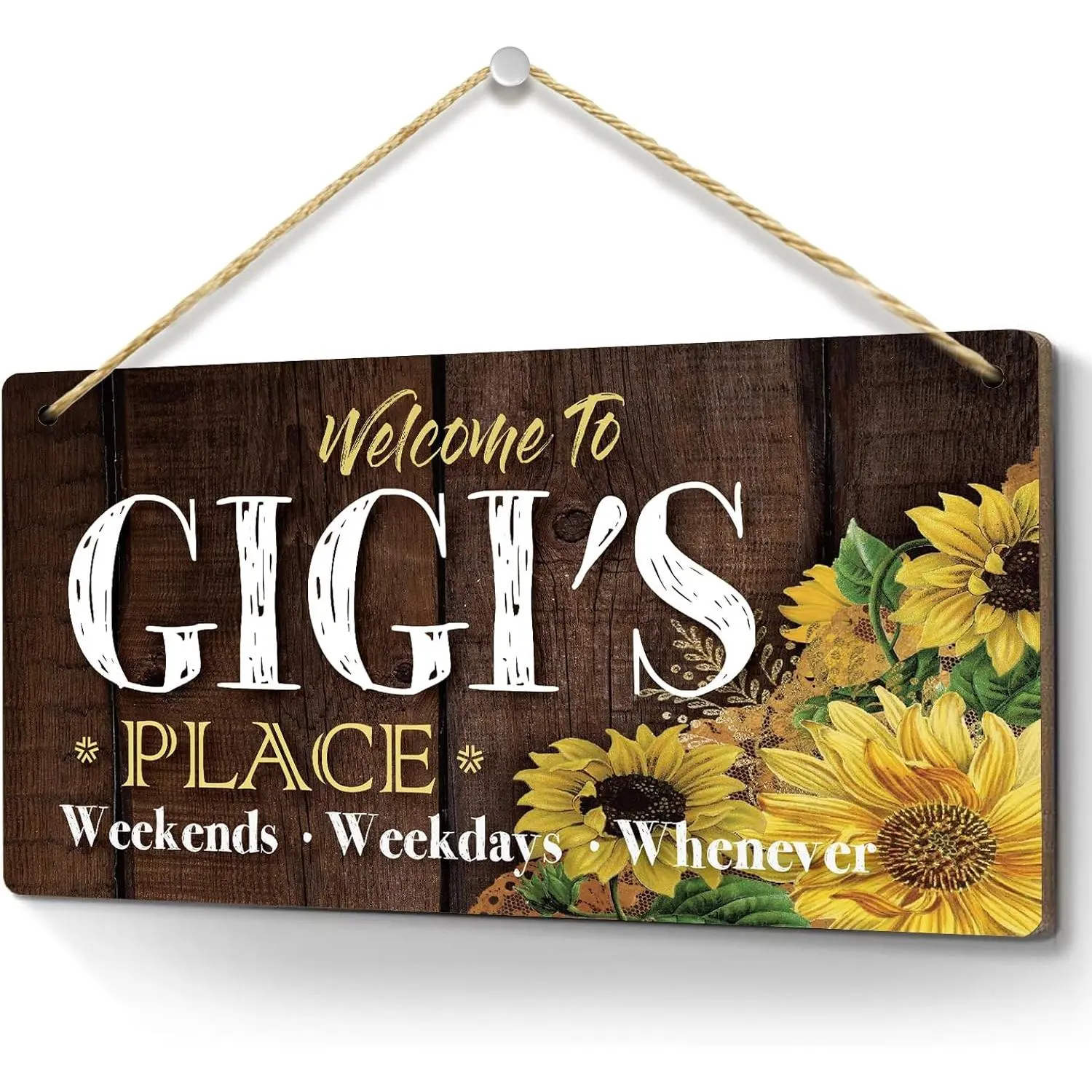 Welcome To Gigi's Place Rustic Wood Plaque Sign Farmhouse Plaque Wall Hanging Wooden Signs for Bedroom Living Room Wall Wedding Ect and Home Front Door Porch Decor 12 X 8 Inch