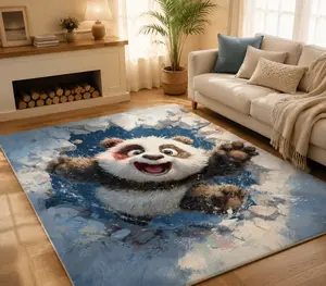 Cute 3D Animal Floor Rug – Playful Tiger, Penguin & Dog Cartoon Carpet for Kids’ Room, Living Room, Cozy Soft Area Mat
