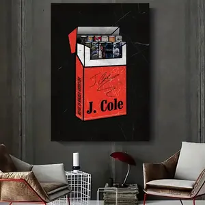 1pc J. Cole Canvas Poster - Modern Minimalist Black Background with Red Accent -  Wall Decor for Living Room, Bedroom, Office, Cafe - Perfect Gift for Hip-Hop Fans - Easy to Hang Home Decoration, Poster Wall Art, Inspirational Quote, Bold Typograp