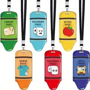 Unbreakable Hall Pass Lanyards Set, 6-Pack Classroom & Office Use, Durable Student & Teacher Supplies, Ideal for Schools & Offices