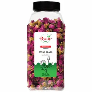 Byait Freeze Dried Rose Buds 5 Oz, Approx. 320 Whole Buds, Natural Edible Culinary Grade, Caffeine-Free Herbal Rose Flower Tea, Great for Beverages, Baking, Crafting, and Soap Making