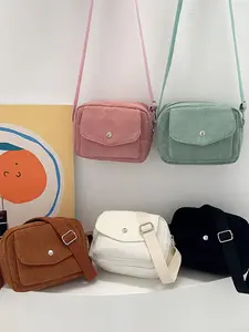 1pc Stylish Simple Crossbody/shoulder Bag in Solid Color Corduroy, Adjustable Strap Casual Chic for Women, Perfect for Daily Outings, Fashion Square Bag