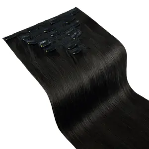 Hot Selling Straight Invisible 100% Human Hair 18inch-26inch  Black Color 8pcs/120g/set Clip Ins Virgin Remy Hair Soft Seamless Lace Weft Clip in Hair Extension