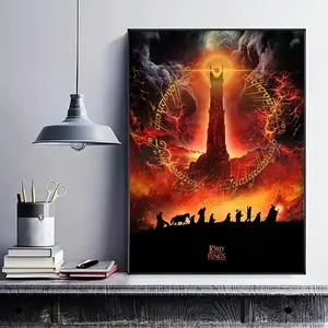 Lord of the Rings Fellowship Eye of Sauron Barad-dûr Canvas Wall Art Movie Poster Print High-Definition Waterproof Unframed Canvas for Home Office Decor Gift for LOTR Fans Middle Earth Fantasy Aesthetic