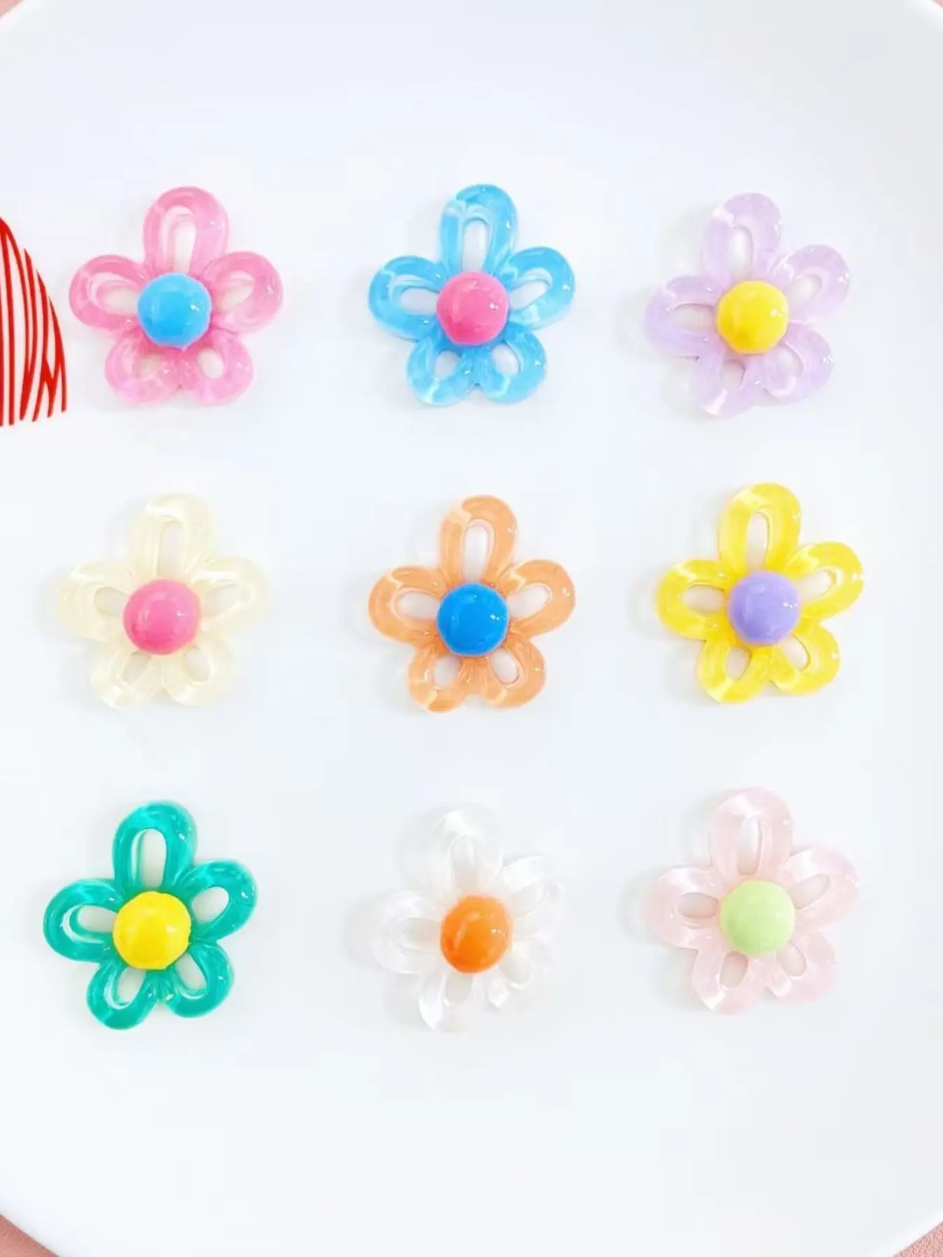 DIY Colorful Transparent Flower Shoe Charms Cute Shoe Decorations 9PCS Set Decorative Shoe Accessories for Croc Clogs Macaron Pastel Summer Accessories for Women to Customize Shoes