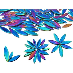 Ceramic Mosaic Tiles for Crafts, 500g/1.1LB Irregular Mosaic Pieces, DIY Mosaic Making Stones for Craft Hobby Arts Wall Decoration (Iridescent Rainbow Black)