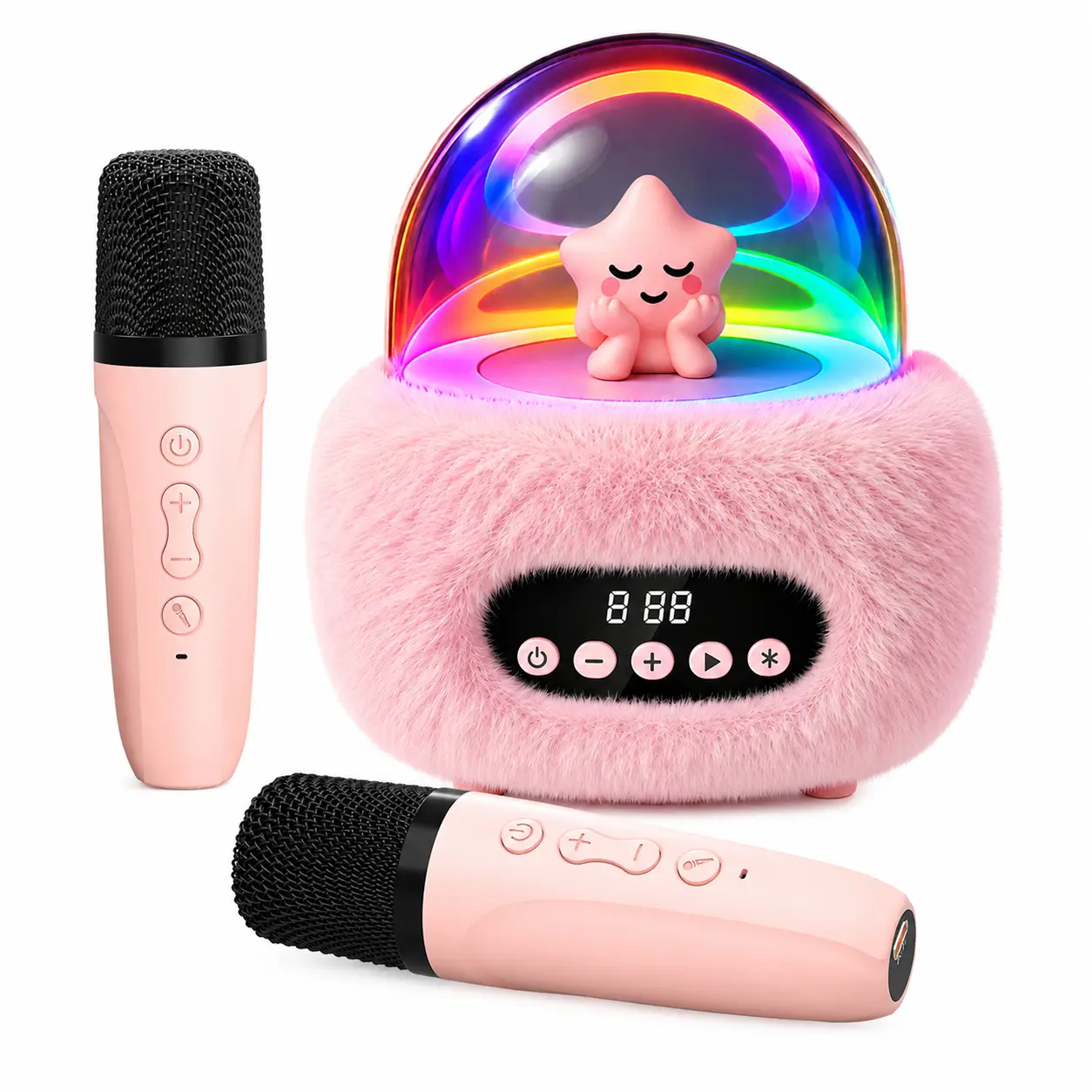 Aadmd Plush Mini Karaoke Machine Toy for Kids, 2 Wireless Mics,Girl Gift New kids microphone toy with RGB night light & HIFI sound, magic voice, Bluetooth 5.3, girl birthday gift Christmas ages 3-12