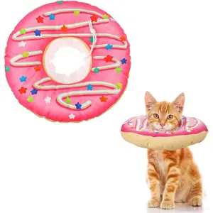 Cat Cone Collar Soft, Cute Cat Donut Collar Adjustable Cat Recovery Collar Comfortable Elizabethan Cones to Stop Licking Anti-Bite Neck Cone for Cats Kittens Small Dogs after Surgery libfrnt