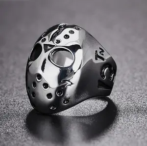 Men's Quality 316L Stainless Steel Classic Halloween Mask Ring (7-13)