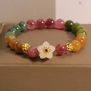 SHUJUAN [LuckyVibes Studio]Tourmaline Bracelet Daily-Bring Good Luck.wealth amulet Stretch Bracelets Irrgualar Chips Beads Bracelet for Women Christmas and New Year's Gift exclusive accessory daughter wife woman party gift elastic rope bracelet