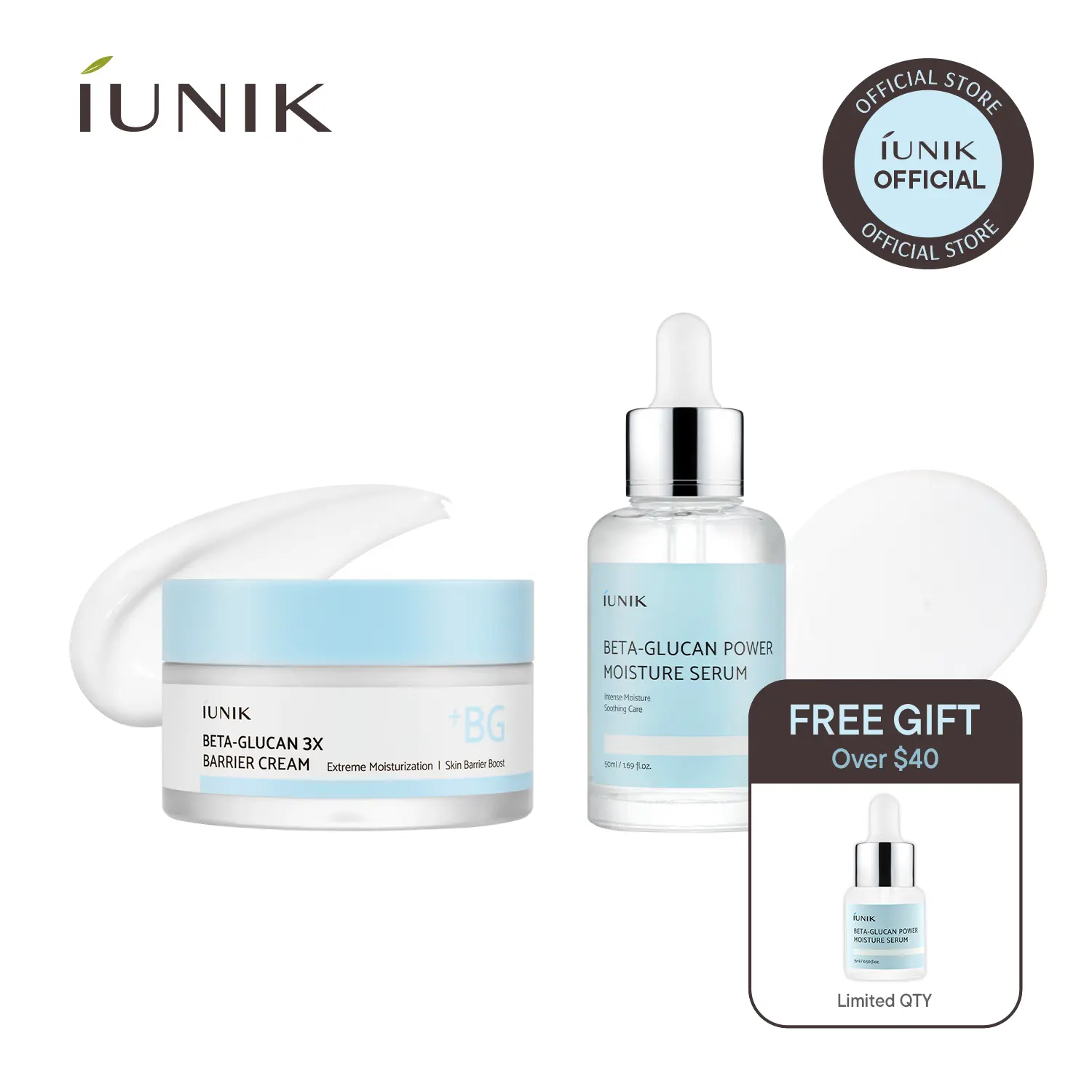 [IUNIK Official] Beta Glucan Barrier Recovery Duo | Beta Glucan Serum & 3x Barrier Cream | summervibes