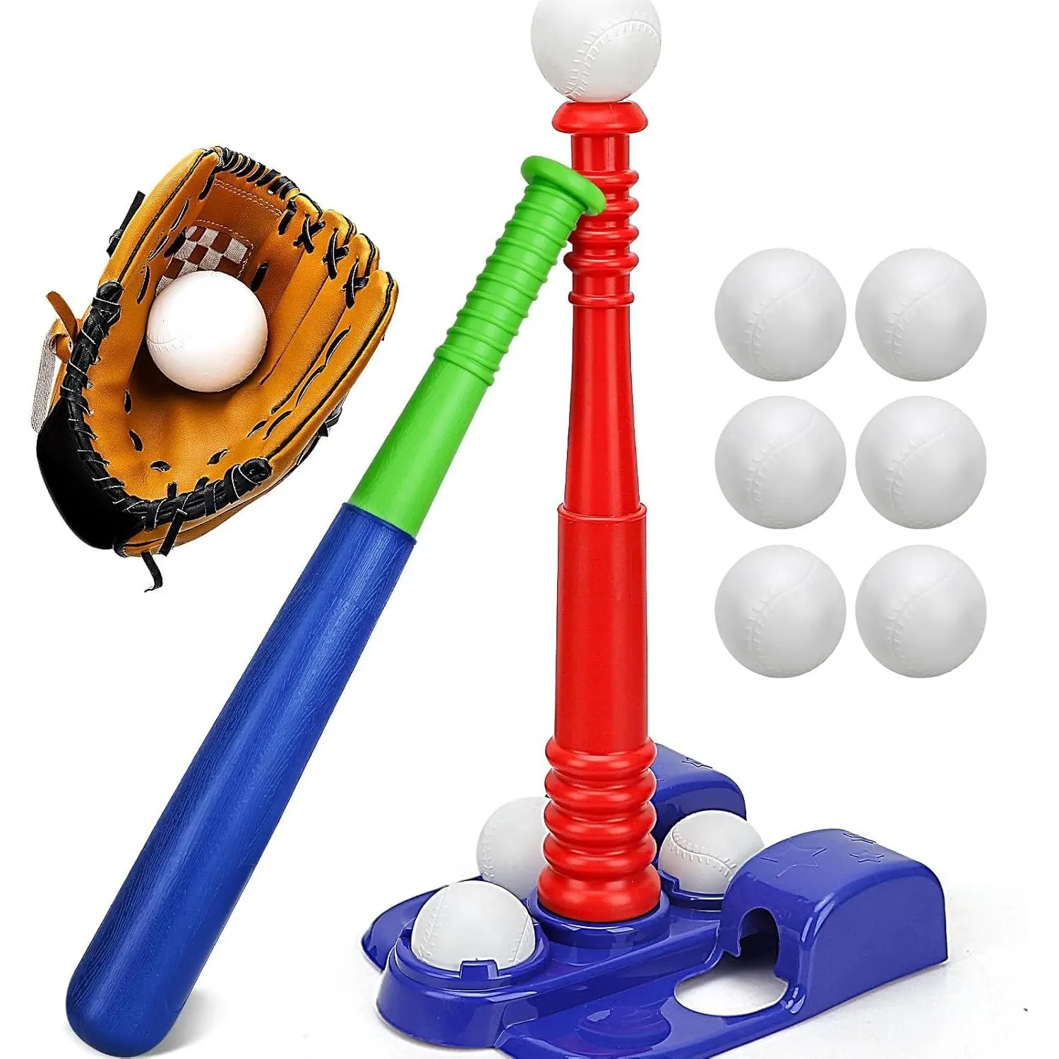 Black Friday & Christmas Gifts Tball Set for Kids 3-5 5-8 Tball for Kids 5-8 Tee Bat Toddler Baseball Tee Balls Set Bat Baseball Kid T Ball Stand for Kid 3-5 T Ball Bat Outdoor Outside Door Toys