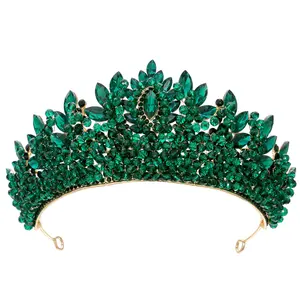 New Baroque Pageant Bridal Crown Headdress Alloy Colorful Crystal Wedding Hair Bands Hair Accessories Crowns
