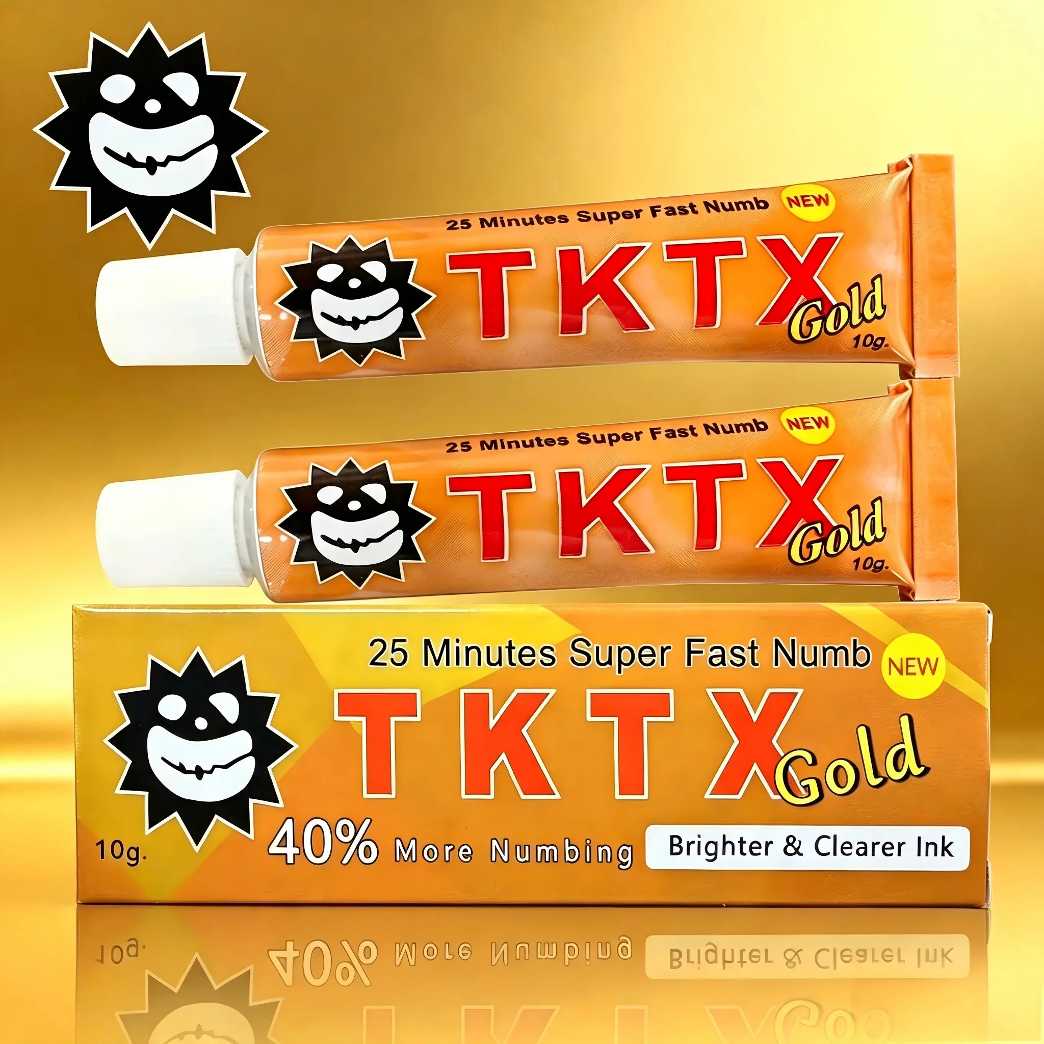 Classic 40% efficacy TKTK tattoo soothing cream Gold version powerful long-lasting 6-8 hours painless soothing topical analgesic cream for tattoo artists and tattoo lovers.