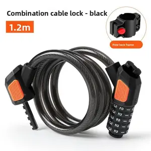 New Five-Digit Bike Password Lock, Steel Cable, Road Bike Lock, Universal Fit for Mountain Bikes, Electric Bicycles, Outdoor Cycling Security, Bike Lock Combination