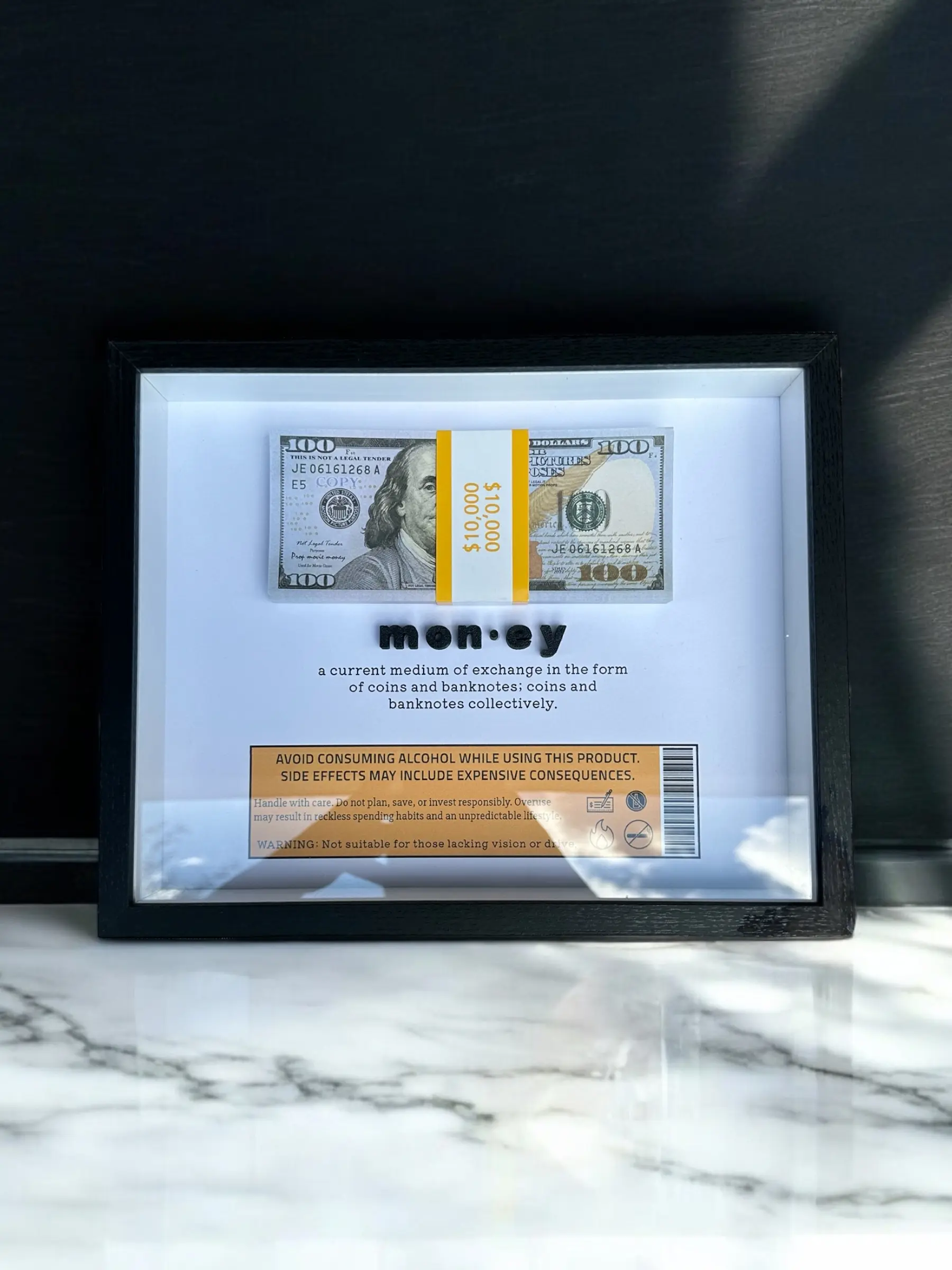 [Made-to-Order] Unique Money-Themed Shadow Box Frame – Perfect Gift or Home Décor  Photo living room wall decor