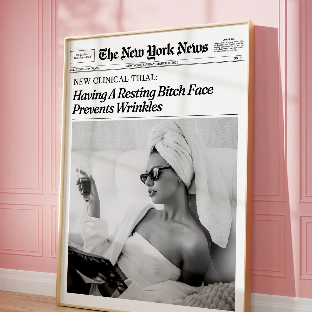 Girly Wall Art, Trendy Newspaper Print, Unframed, Room Decor, New York News, Retro Wall Art, It Girl Dorm Decor