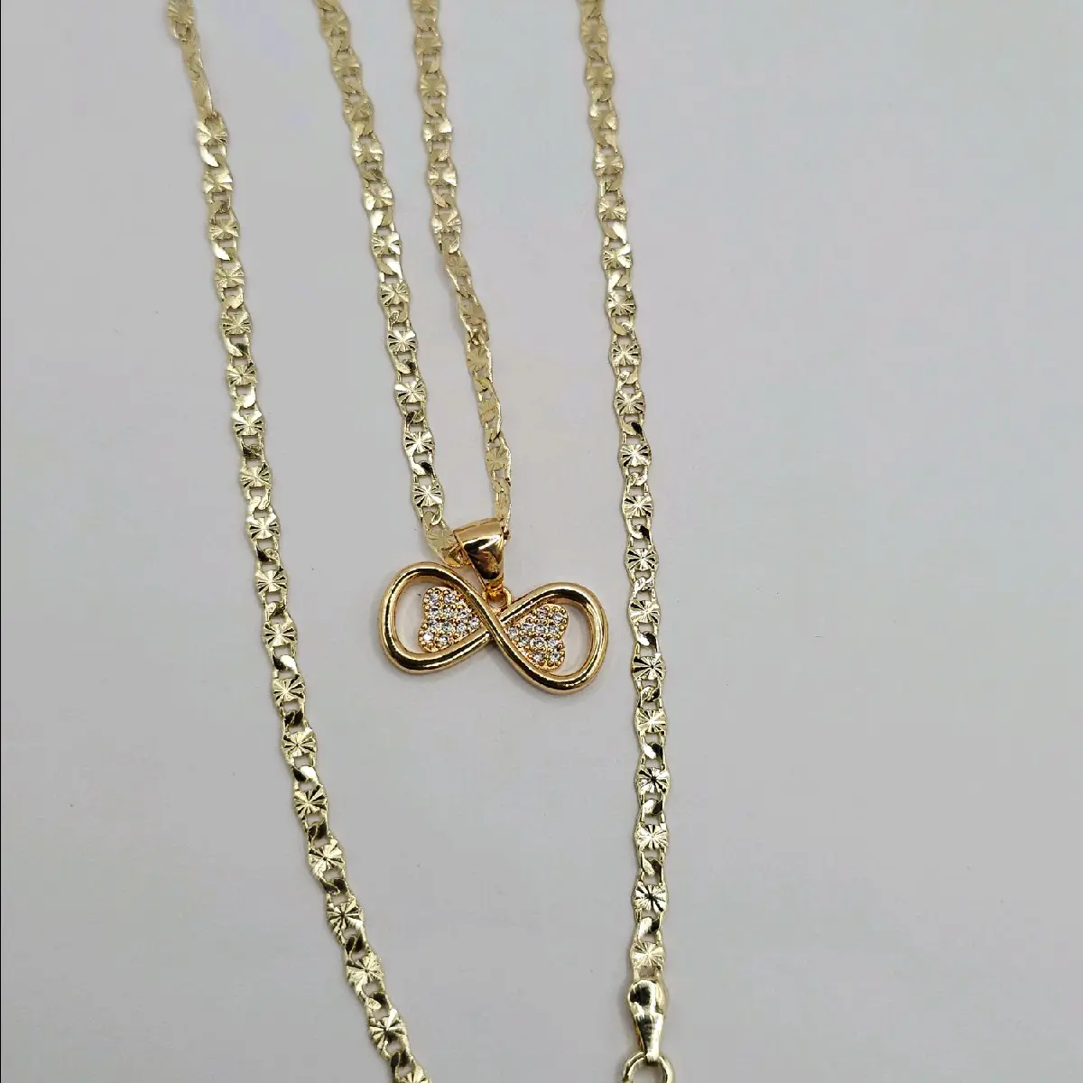valentines day INFINITY necklace with hearts Gold-plated chain small 18"inches big 24"inches available pick one