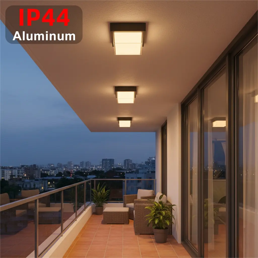 LED Ceiling Light, 3000k-6000k Color Temperature, Outdoor Porch Lamp, Dual-Layer Shade, Ip44 Aluminum Outdoor Light, Suitable for Yard & Garage