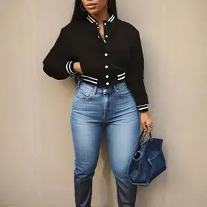 Spring and Autumn European and  Women's Pure Color Jacket Single-breasted Baseball Jacket Jacket