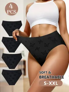 Women's Butterfly Shape Panties, Soft Smooth Triangle Underwear, Low Waist Seamless Comfort, Butt Lifting Thong, 4 Pack, All Seasons