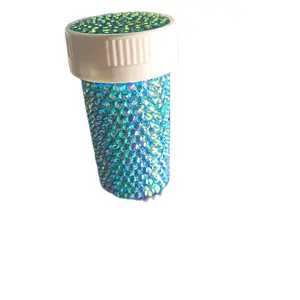 aqua bedazzled pill bottle