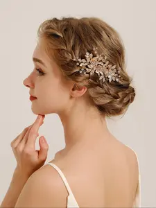 Flower Design Bridal Hair Comb, Elegant Rhinestone Decorated Hair Accessories for Wedding Bridal Party Formal Occasions, Minimalist Headwear Suitable for Thick Hair
