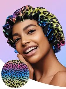 Colorful Leopard Lace Soft Sleep Cap, Perfect for Sleeping, Women's Hair Hat, Ideal for Braids and Curls, Comfortable Sleep Accessory, Hair Care Cap, Hair Bonnets