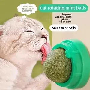 Catnip Ball Cat Toy Wall-Sticking Self-Hi Funny Cat Relieving Stuffy Teething Biscuit Licking Cat Toy