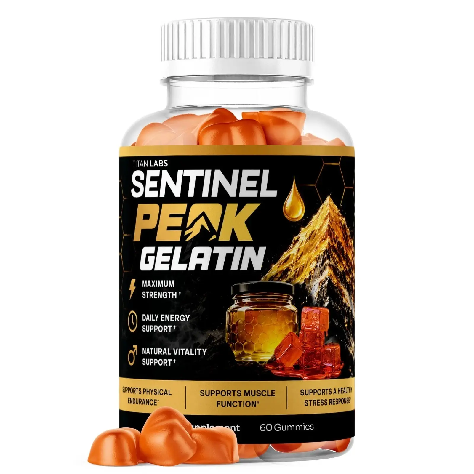 Sentinel PeakLife Gelatin Gums Advanced Strength Support Daily Wellness Support Formula SentinelPeak Supplement 60 Gummies