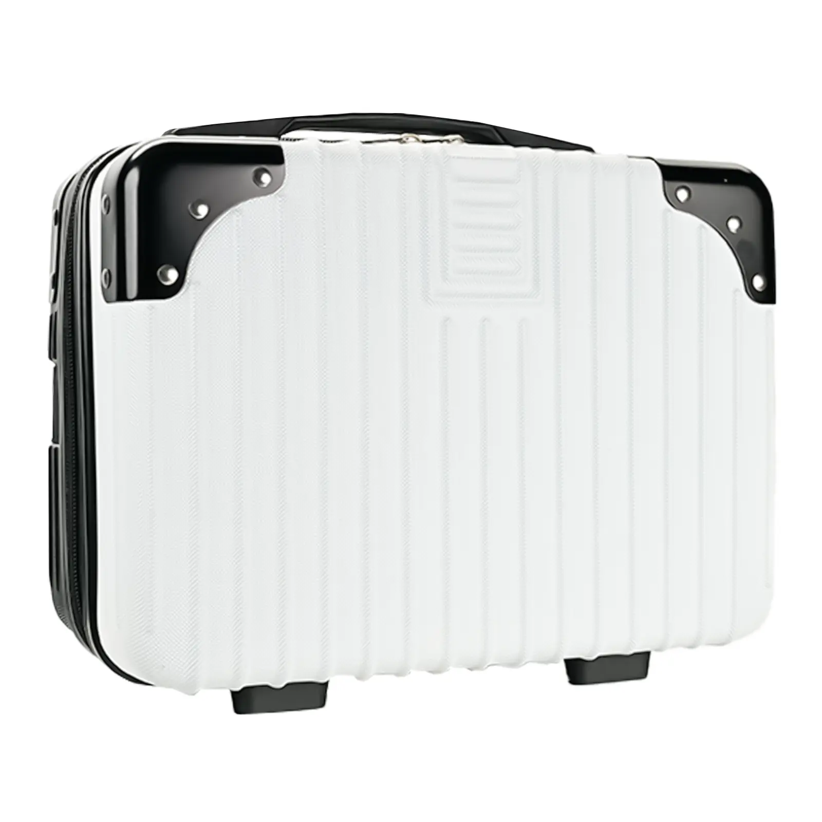 White Black 14inch Hard Shell Cosmetic Organizer Travel Train Hand Luggage Small Portable Carrying Suitcase Makeup Case Bag for Women Toiletry