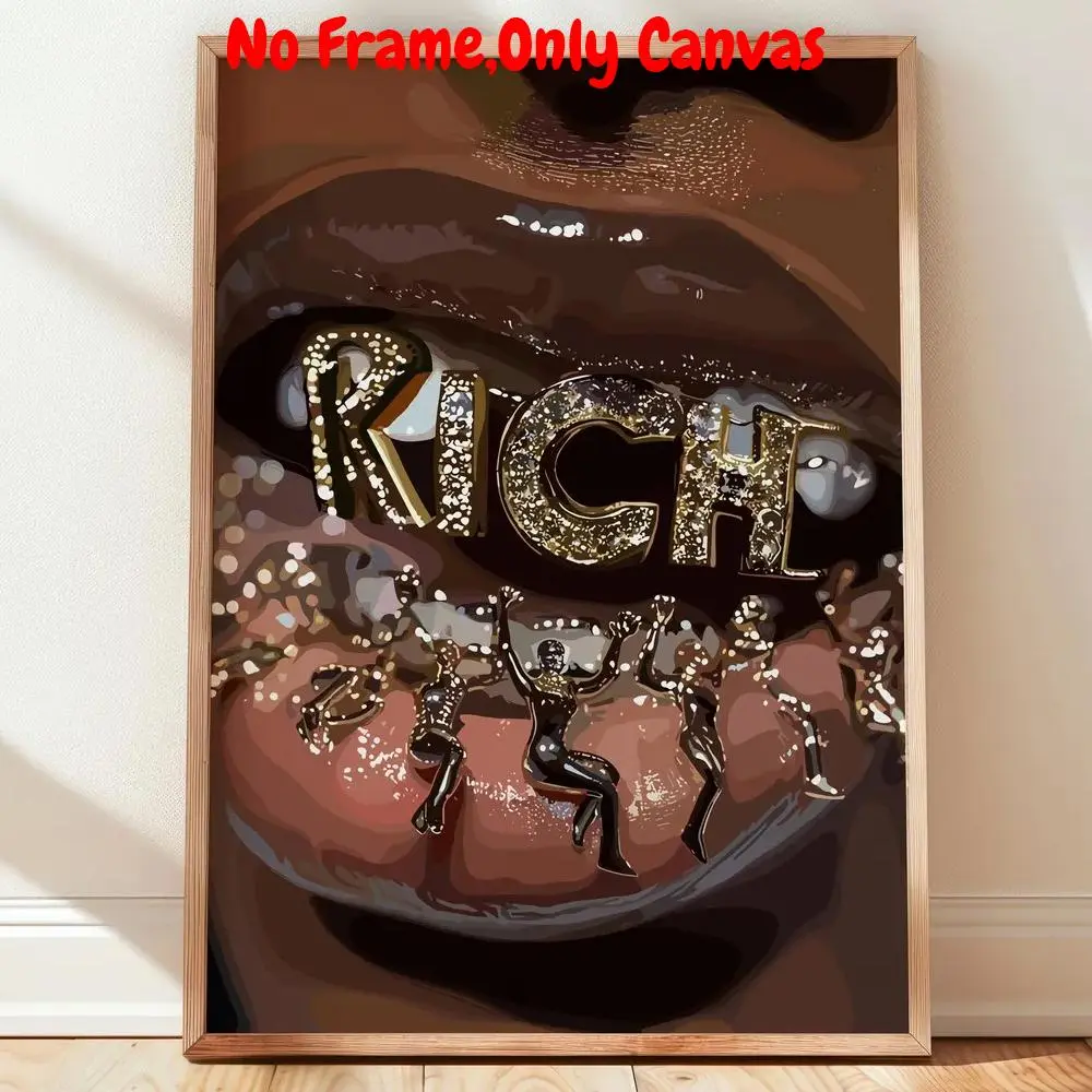 Rich Letter Pattern Canvas Painting, Modern Wall Art, Wall Decor for Home Living Room Bedroom Study Room, Ornaments