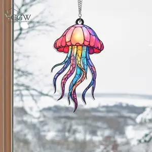 Colorful Jellyfish Acrylic Window Hanging, Jellyfish Suncatcher Ornament, Coastal Home Decor, Perfect Gift for Ocean and Sea Animal Lovers