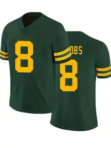 Men's Football Jersey, Green Bay #8 Loose Fit Breathable Comfortable Rugby Jersey, Sporty Short Sleeve Casual Wear, Unisex Style,Perfect for Outdoor Sports All Seasons, Breathable Athletic Top