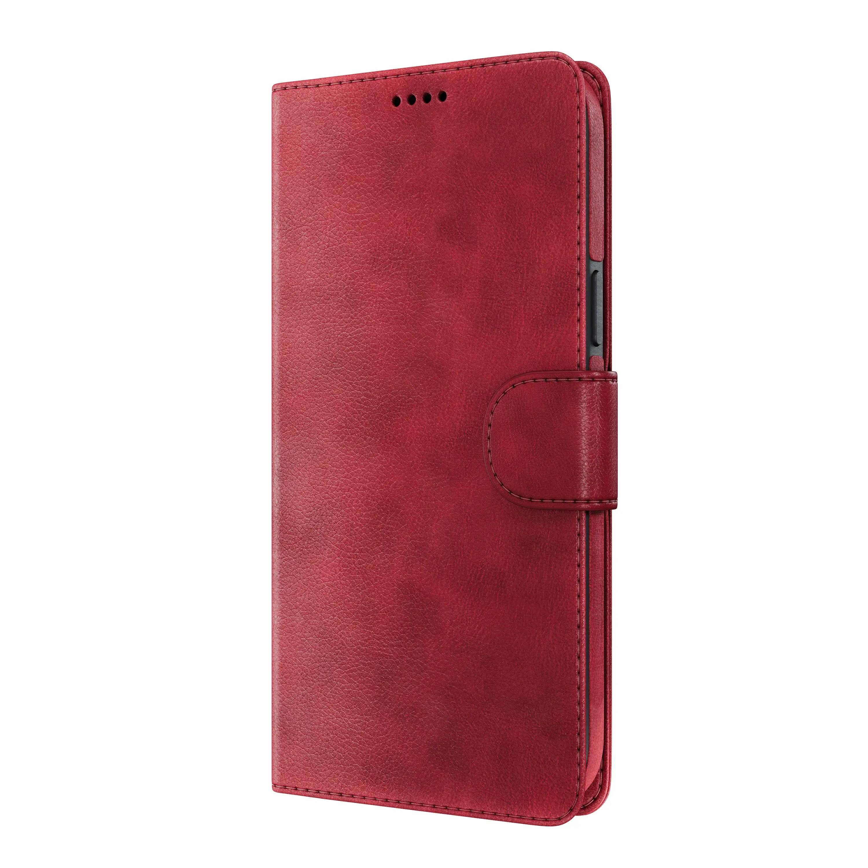 iPhone EMF Blocking Vegan Leather Wallet Phone Case - Red